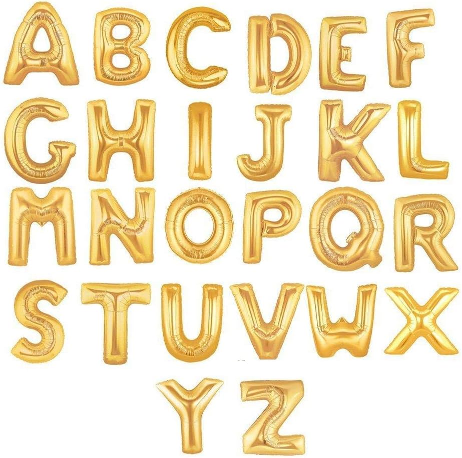 Unique 14" Air Fill Foil Gold Letter Balloons