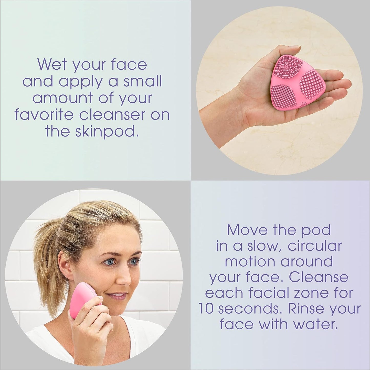 Conair True Glow Skinpod Battery Operated Silicone Cleansing Brush - Pink