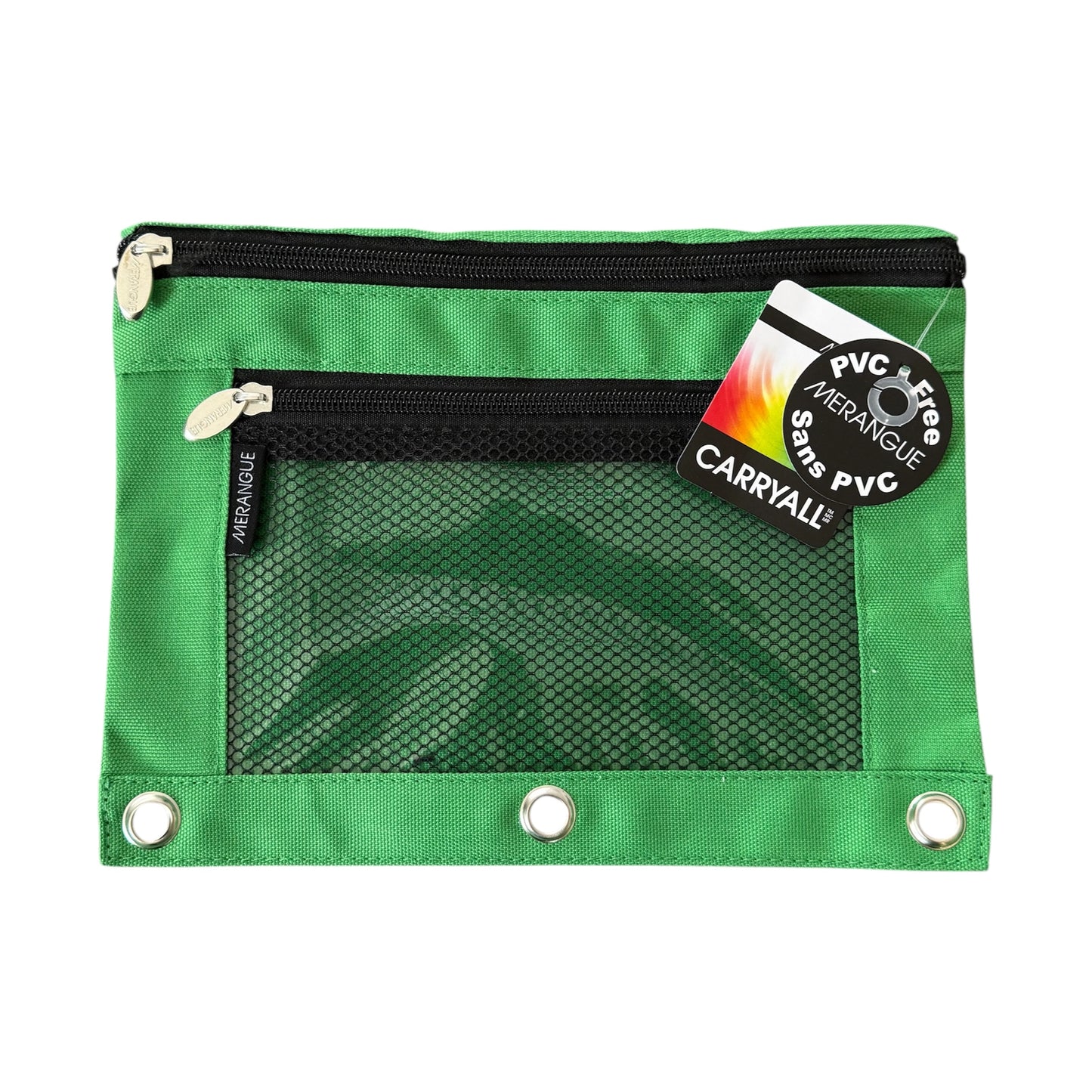 Merangue Pencil Pouch With Exterior Mesh Pocket & Binder Rings