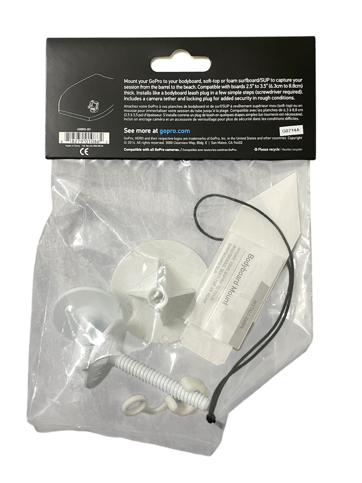 GoPro bodyboard mount in clear packaging with black GoPro label