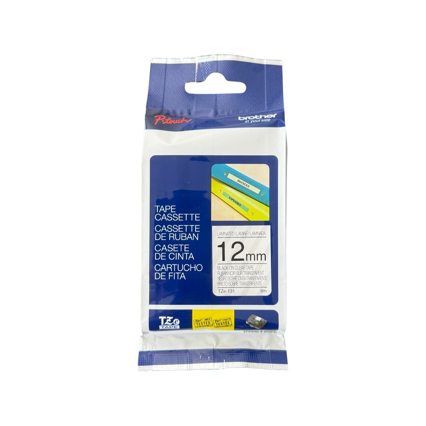 Brother P-Touch 12mm Tape Cassette | Black on Clear (TZe-131)