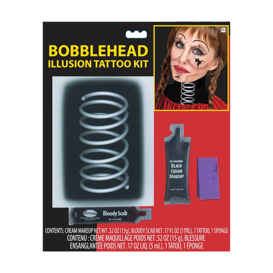 Bobblehead Illusion Temporary Tattoo Kit for Halloween
