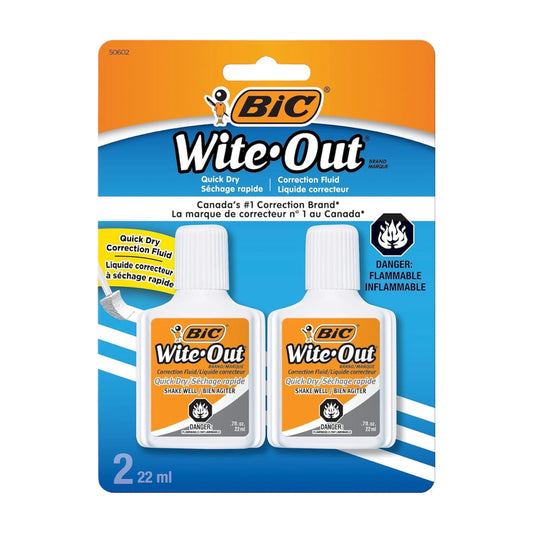 Bic Wite-Out Quick Dry Correction Fluid - 2 Pack