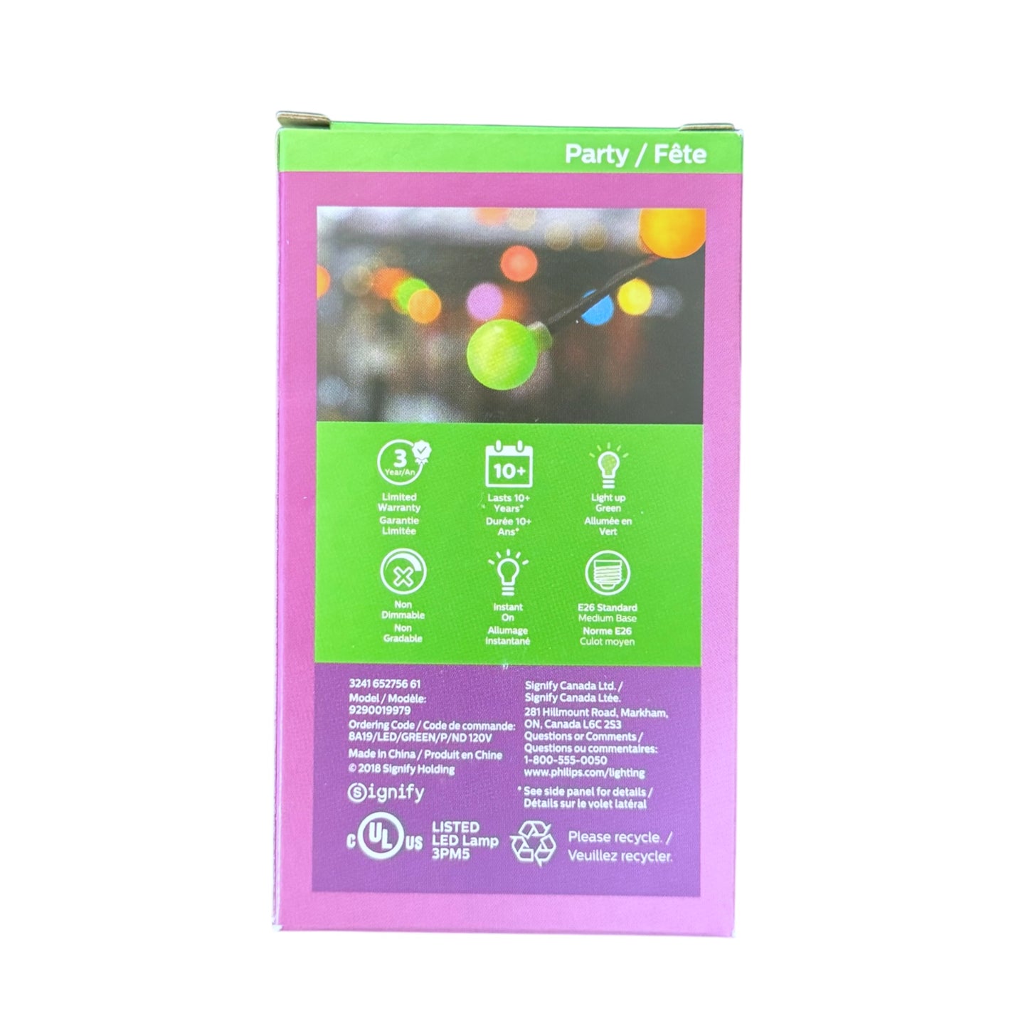 Philips Party LED 8W A19 Bulb - Green