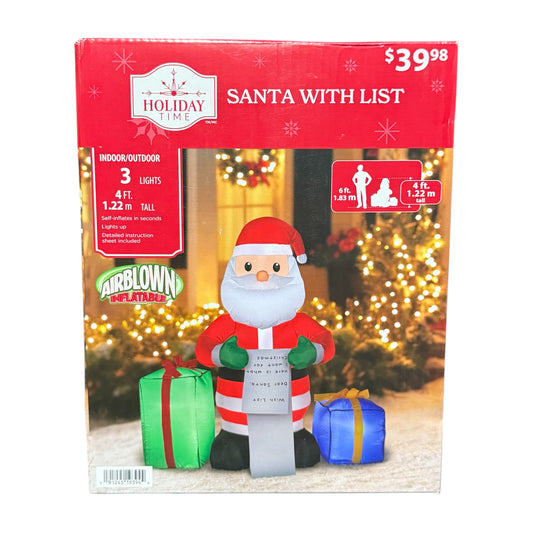 Christmas Inflatable Santa with Wish List & Gift Boxes
