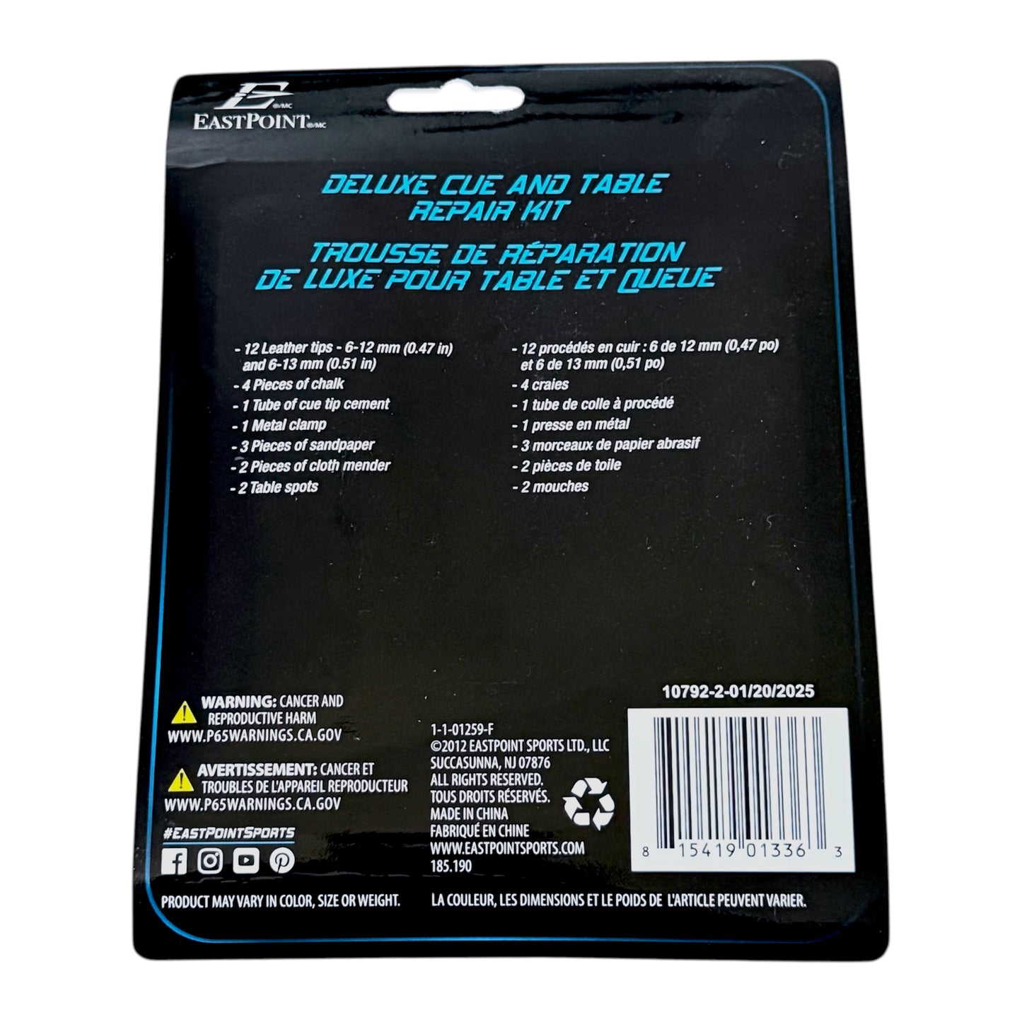 EastPoint Deluxe Billiard/Pool Cue & Table Repair Kit
