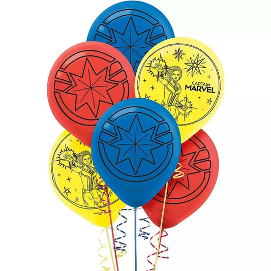 Captain Marvel Latex Party Balloons - 6 Pack