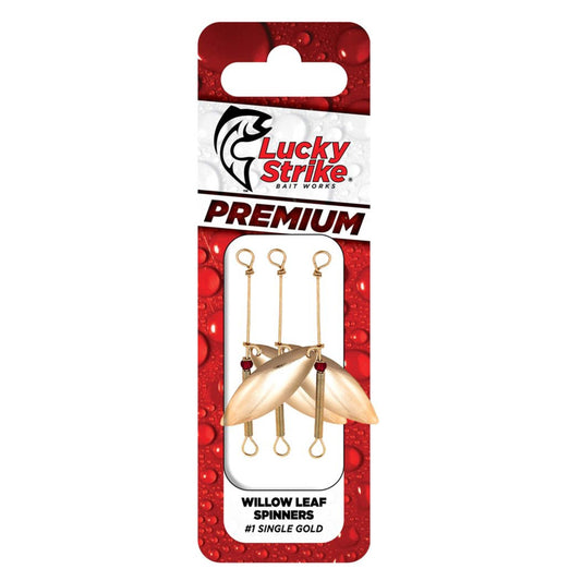 Lucky Strike Premium #2 WillowLeaf Gold Spinners - 3-Pack