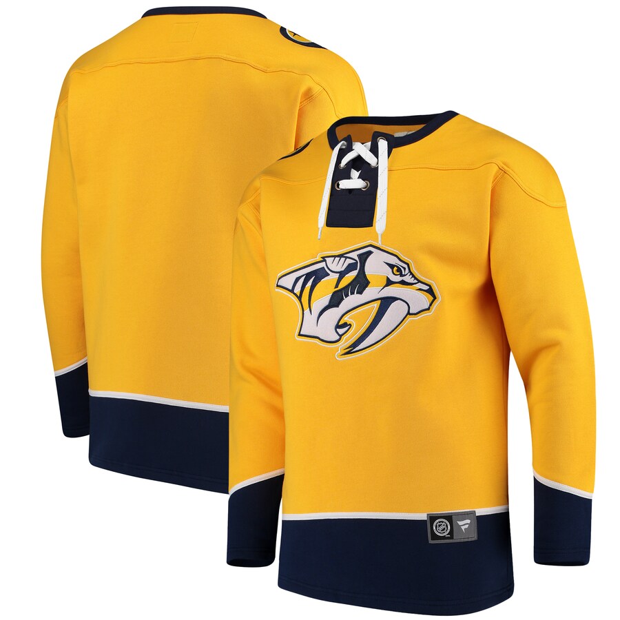 Nashville Predators Fanatics Breakaway Lace Up Sweatshirt | Gold | Men's Size Small