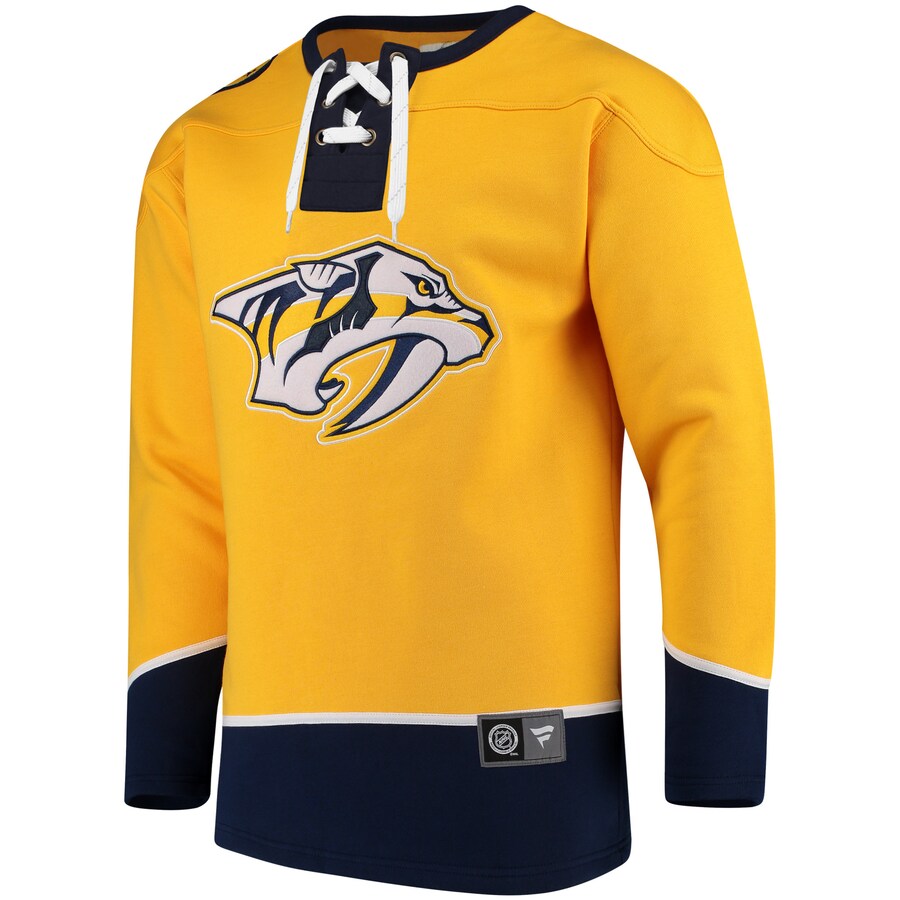 Nashville Predators Fanatics Breakaway Lace Up Sweatshirt | Gold | Men's Size Small