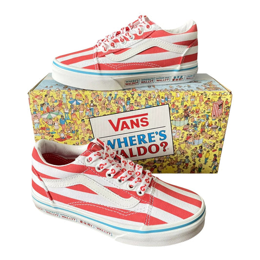 Vans x Where's Waldo? Striped Old Skool Youth Skate Shoes