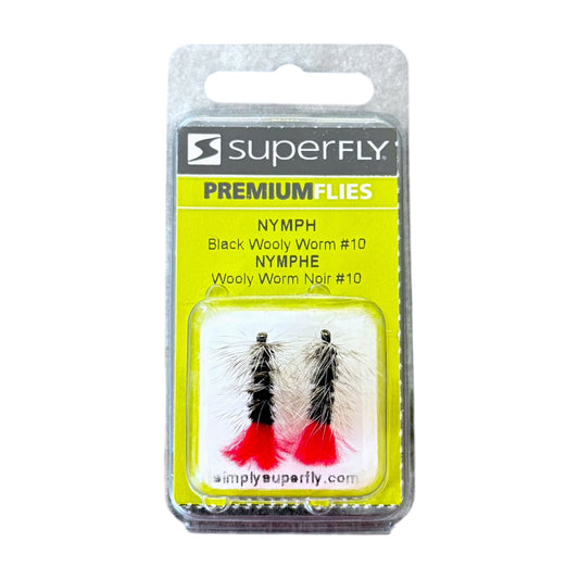 Superfly Nymph Black Wooly Worm #10 2-Pack