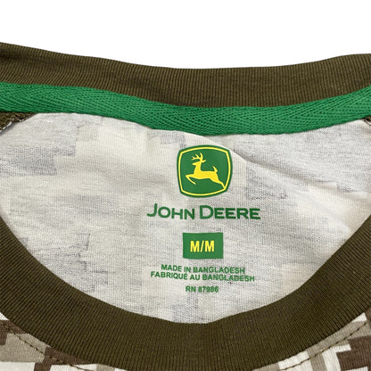 John Deere Men's Camo Pixel Raglan Logo Crew T-Shirt