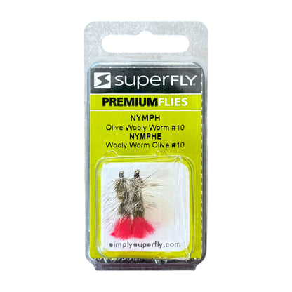 Superfly Nymph Olive Wooly Worm #10 2-Pack