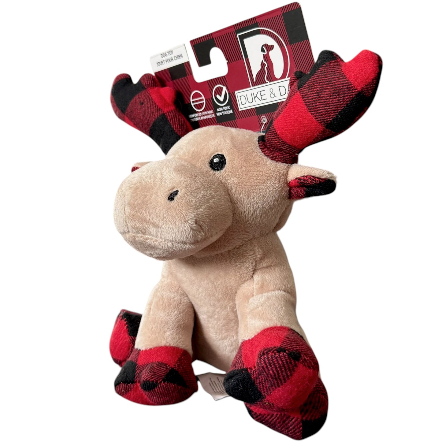 Duke & Daisy 7.5" Buffalo Plaid Moose Dog Toy