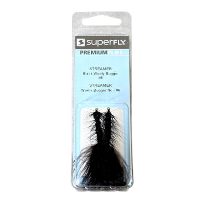 Superfly Streamer Black Wooly Bugger Fishing Flies 2-Pack