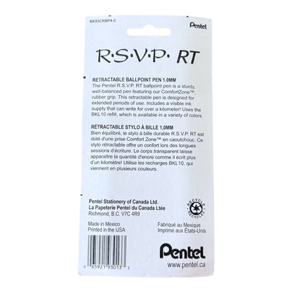 Pentel Retractable Ballpoint Pens 4-Pack