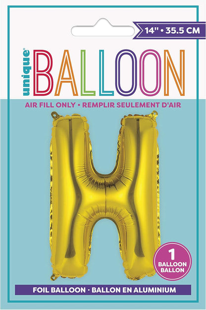 Unique 14" Air Fill Foil Gold Letter Balloons