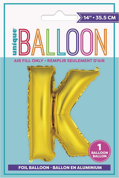 Unique 14" Air Fill Foil Gold Letter Balloons
