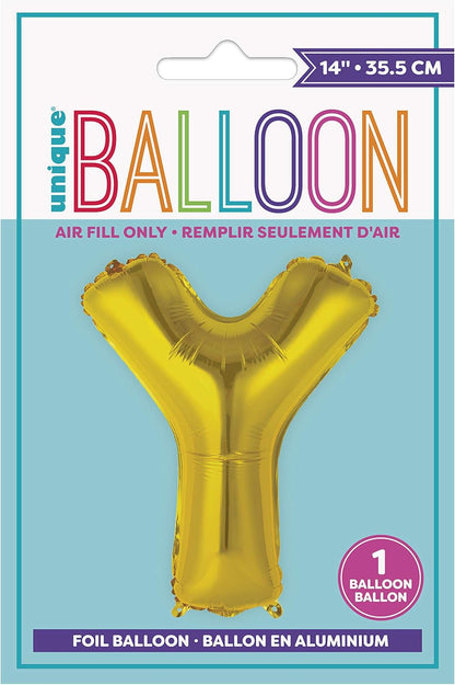 Unique 14" Air Fill Foil Gold Letter Balloons