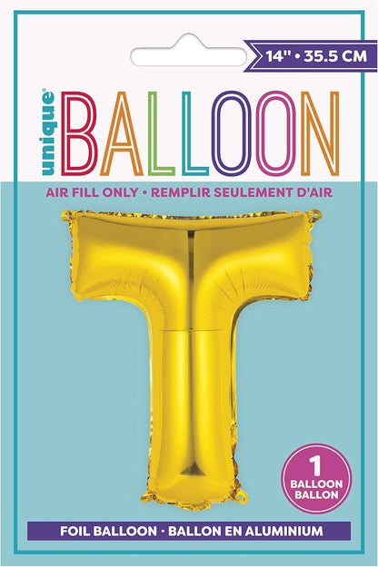 Unique 14" Air Fill Foil Gold Letter Balloons