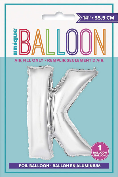 Unique 14" Air Fill Foil Silver Letter Balloons