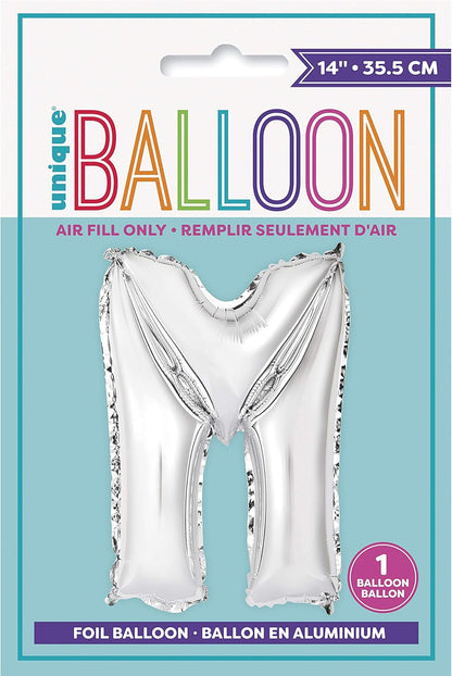 Unique 14" Air Fill Foil Silver Letter Balloons
