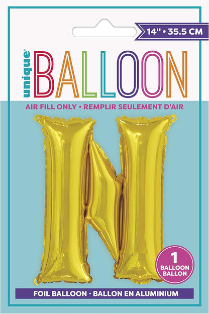 Unique 14" Air Fill Foil Gold Letter Balloons