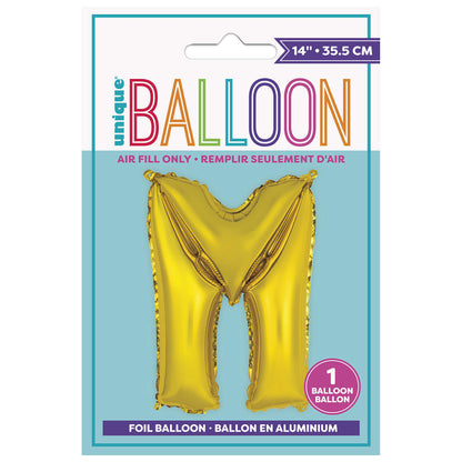 Unique 14" Air Fill Foil Gold Letter Balloons