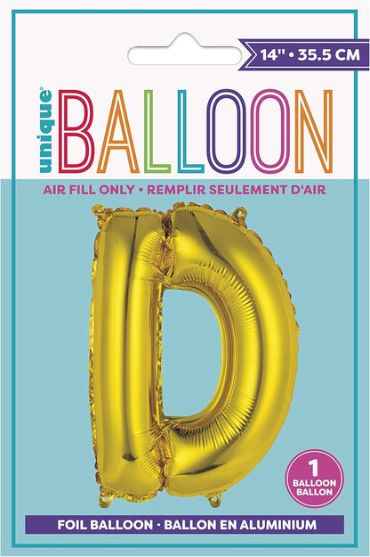 Unique 14" Air Fill Foil Gold Letter Balloons