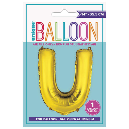 Unique 14" Air Fill Foil Gold Letter Balloons