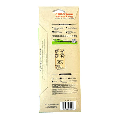 Cardboard packaging of Gator clamp-on sander sheets with text and branding on a white background