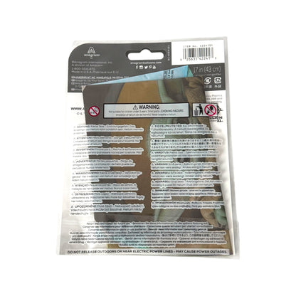A packaged balloon containing a 17-inch foil balloon. The product is sealed in a clear plastic bag with a black and white warning label and product information printed on the back.