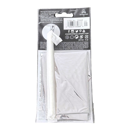 Anagram Air-Filled balloon in retail packaging featuring a silver '&' balloon with product details and a small photo example.