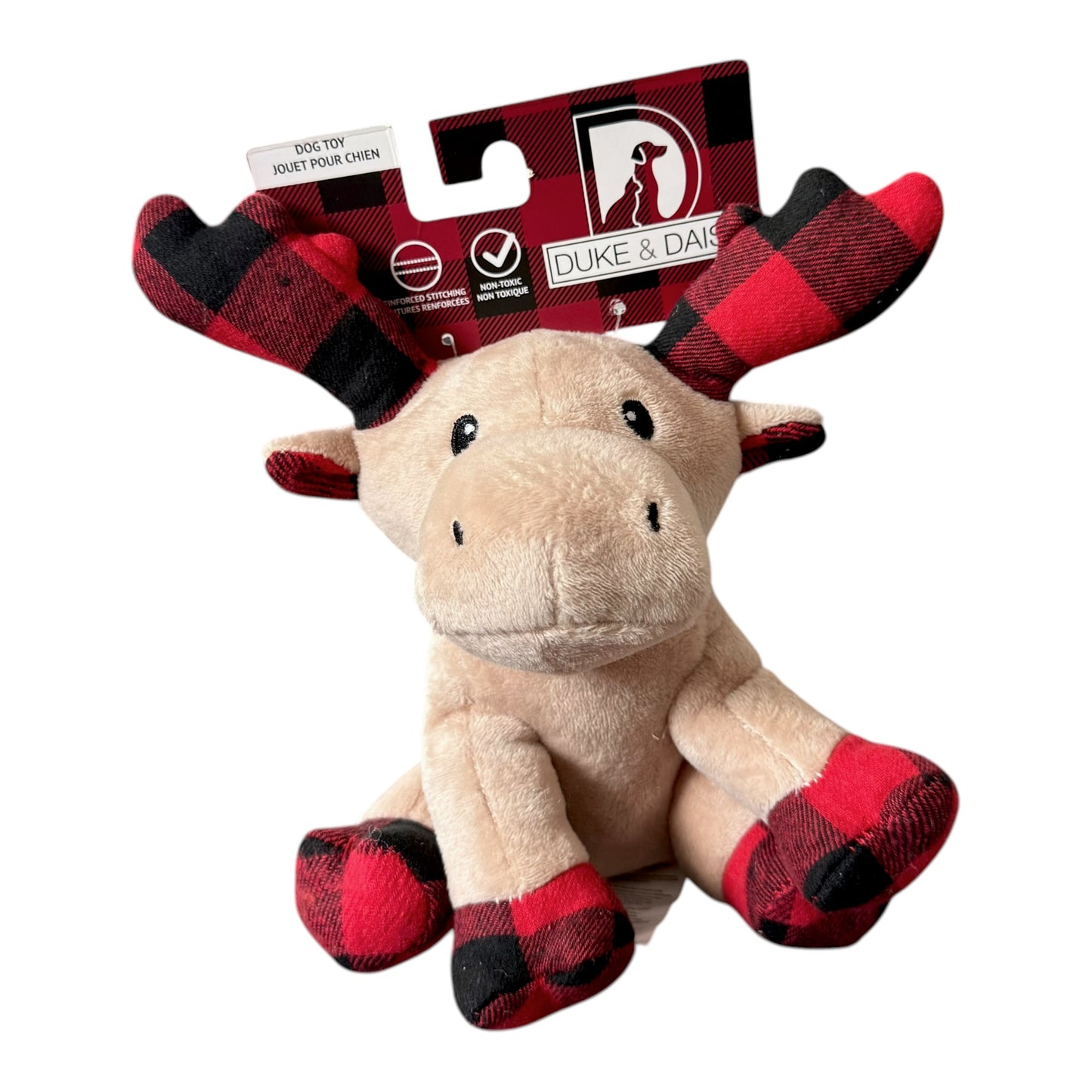 Duke & Daisy 7.5" Buffalo Plaid Moose Dog Toy