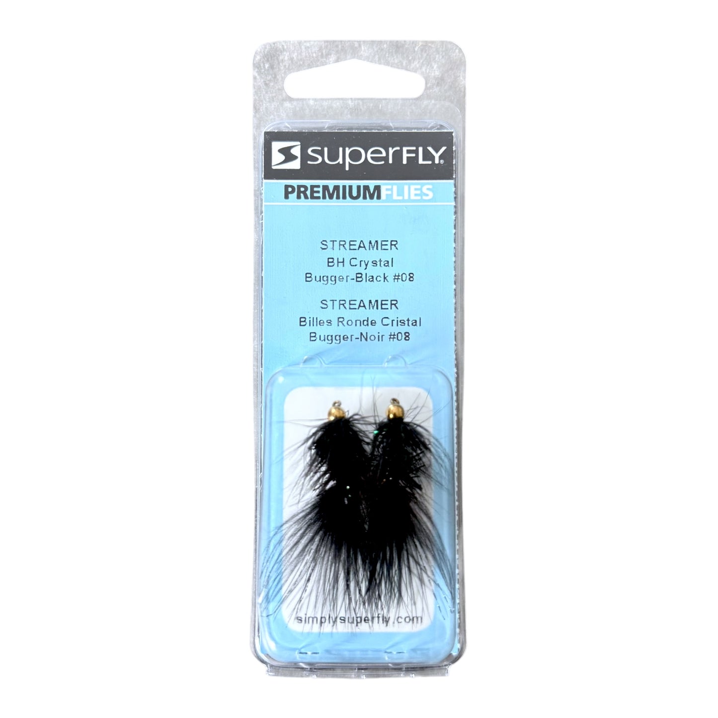 Superfly Streamer BH Crystal Black Bugger #8 Fishing Flies 2-Pack