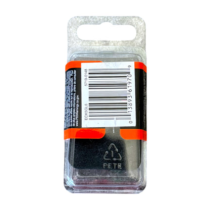 Packaged product with a barcode and recycling symbol on a white background