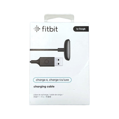 Fitbit charging cable packaging on a white background