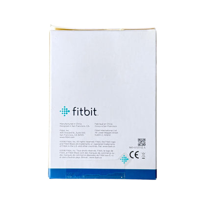 Fitbit product packaging box shown against a plain white background, featuring the fitbit logo and product information printed on the front.