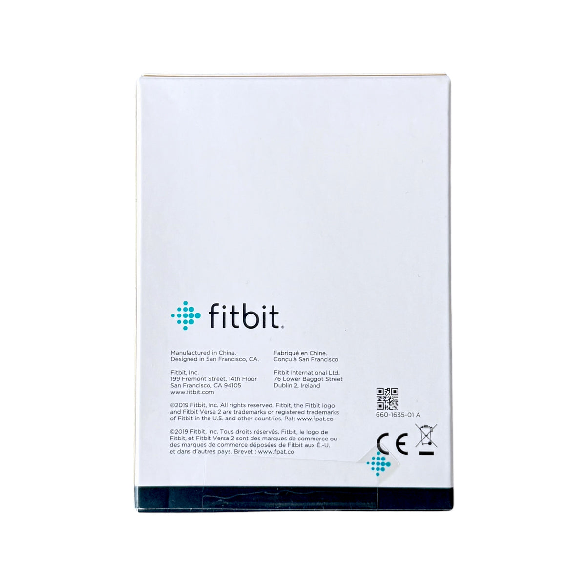 A Fitbit charging cable box, shown against a plain white background.