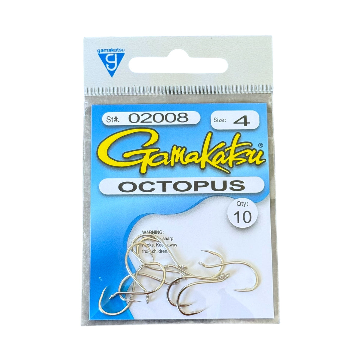 Pack of Gamakatsu Octopus fishing hooks with packaging on a white background