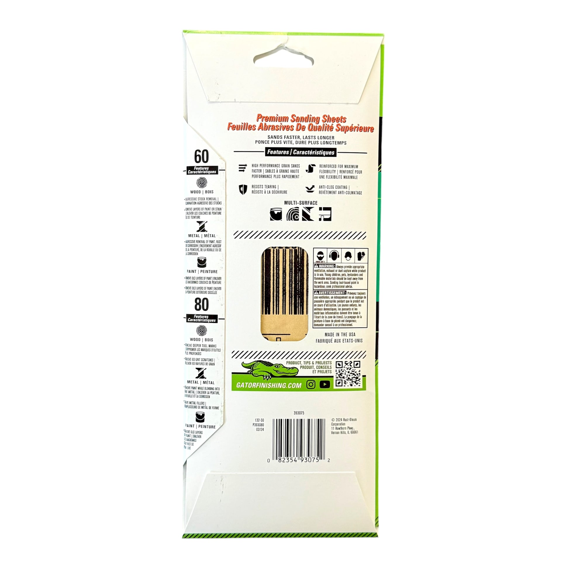 Package of premium sanding sheets with a hanger hook on a white background