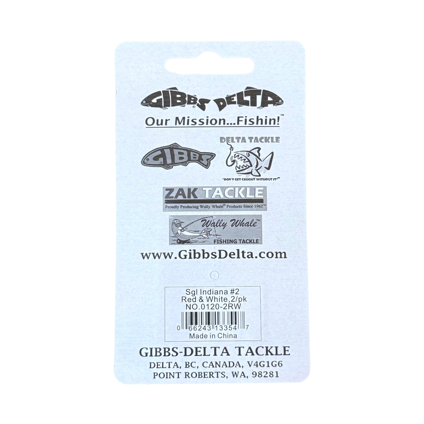 Gibbs-Delta Tackle retail packaging card featuring multiple brand logos