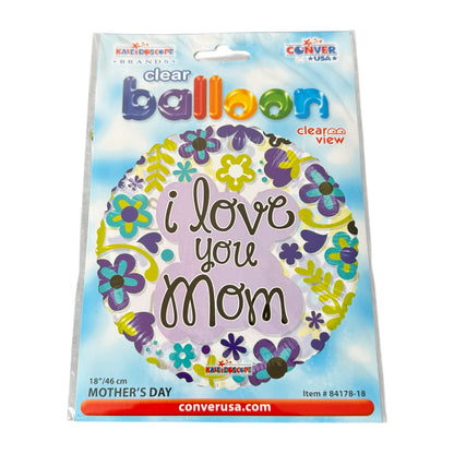 'I Love You Mom' Clear View Decorative Mother's Day Balloon