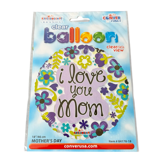 'I Love You Mom' Clear View Decorative Mother's Day Balloon