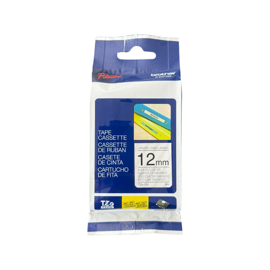 Brother P-Touch 12mm Tape Cassette | Black on Clear (TZe-131)