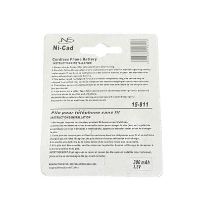Cordless Phone Battery Ni-Cad 300mAh 3.6V