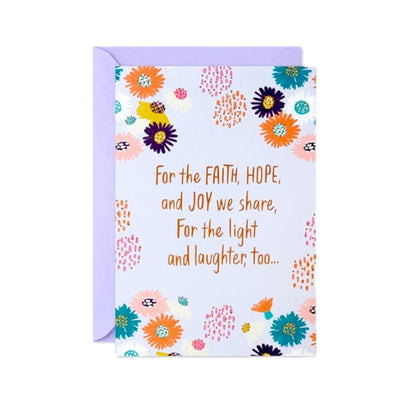 "Faith, Hope, and Joy" Hallmark Mother's Day Card & Envelope