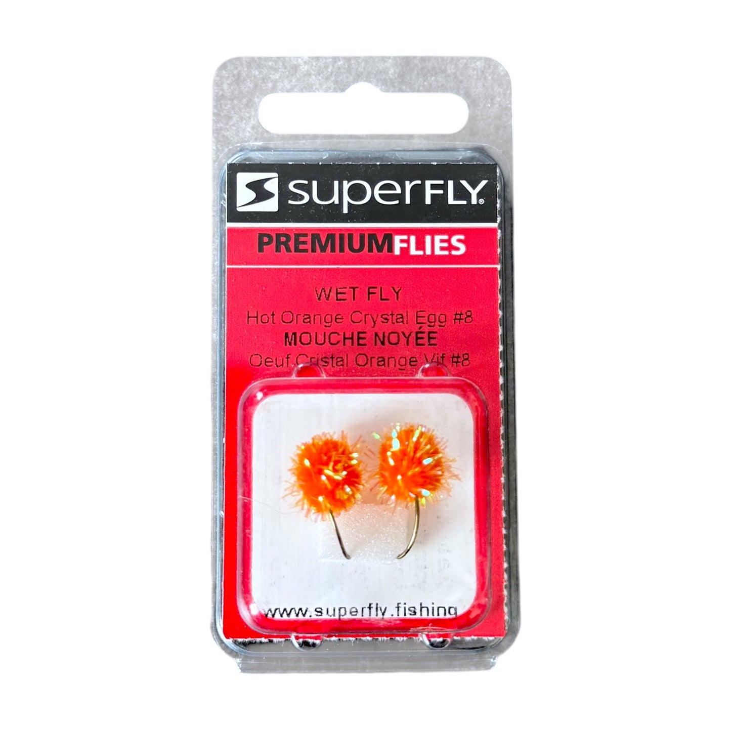 Superfly Wet Fly Hot Orange Crystal Egg #8 2-Pack