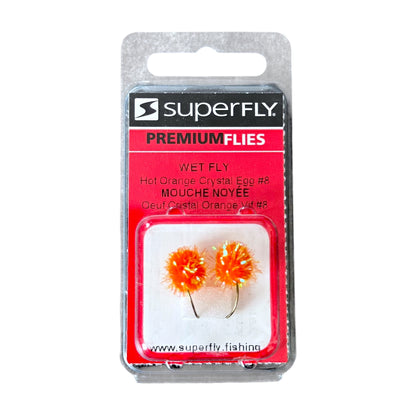 Superfly Wet Fly Hot Orange Crystal Egg #8 2-Pack